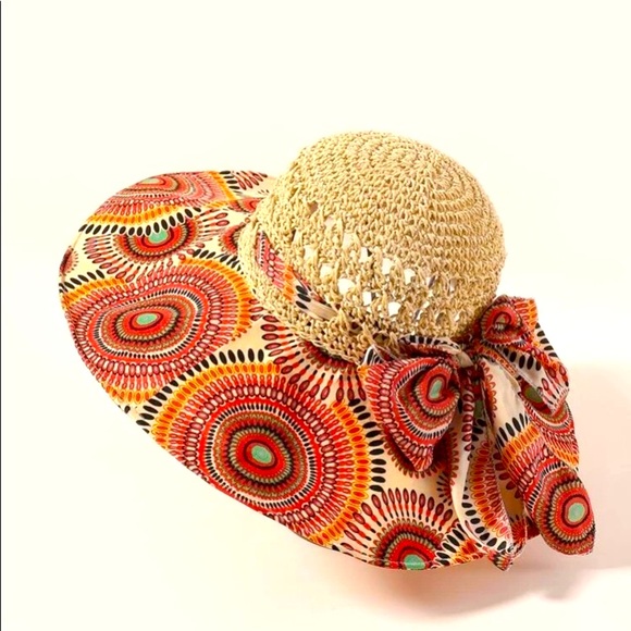 Accessories - NEW! Bursting Circle Sun Hat With Bow Accent